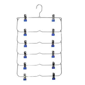 

Home Heavy Duty 6 Tiers Metal Racks Skirt Pants Clothes Hanger Metal Foldable Wardrobe Storage Household Organizer Drying Hanger