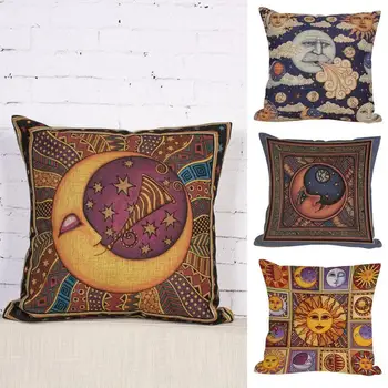 

New Thai Ganesha Moon Sunset Geometric Cushion Cover Living Room Pillow Case 45x45cm Car Leaf Inner Without Lotus Decorate V2V6