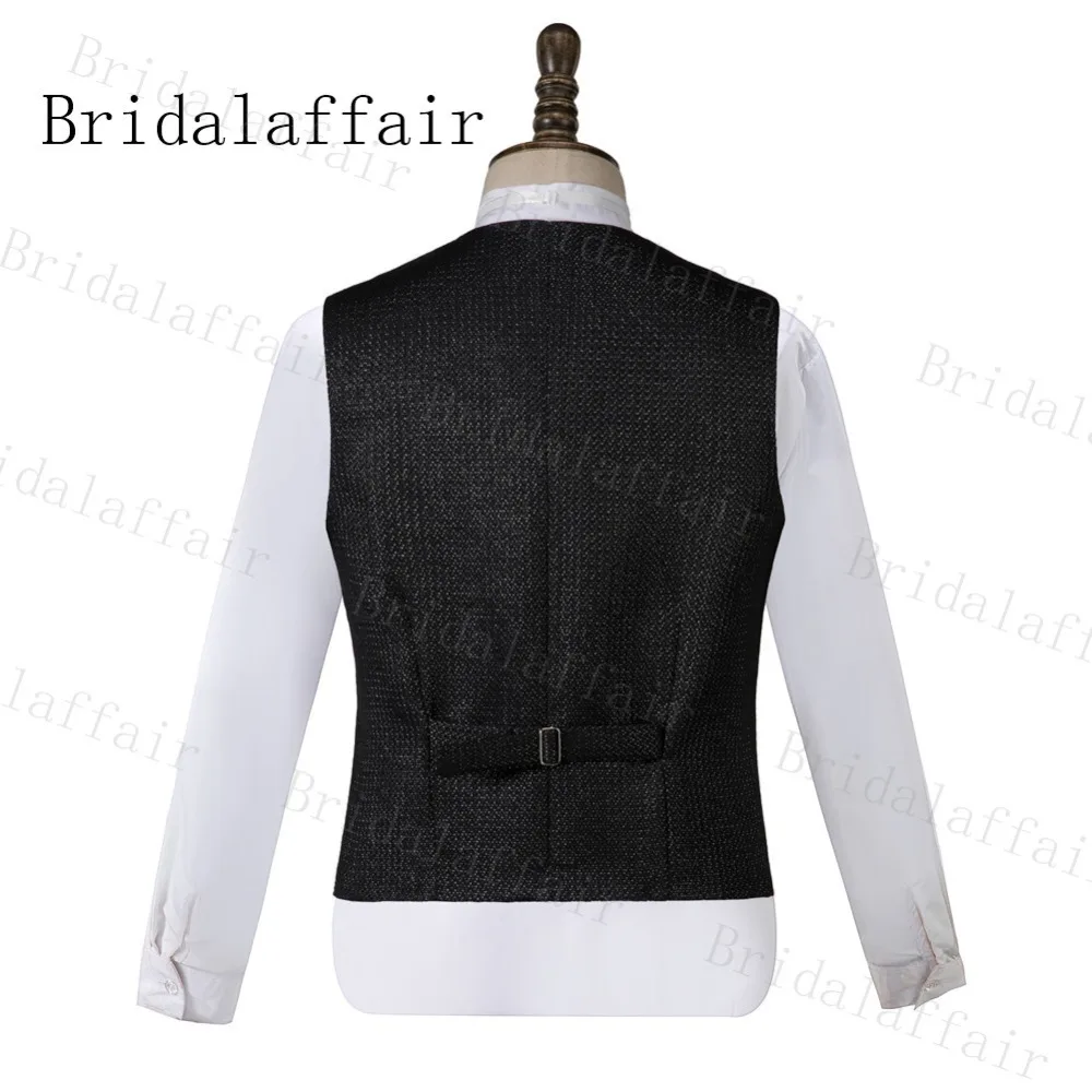 Bridalaffair стиля хэви-метал мужские костюмы синяя лента черный уникальный свадебный дизайн мужской смокинг жениха костюм элегантное платье 3 шт