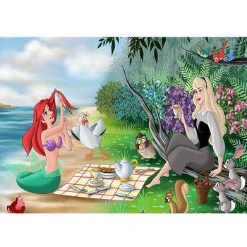 

Mermaid Princess Photography Backdrop Girl Birthday Party Banner Background Newborn Baby Shower Banner Photo Studio Props
