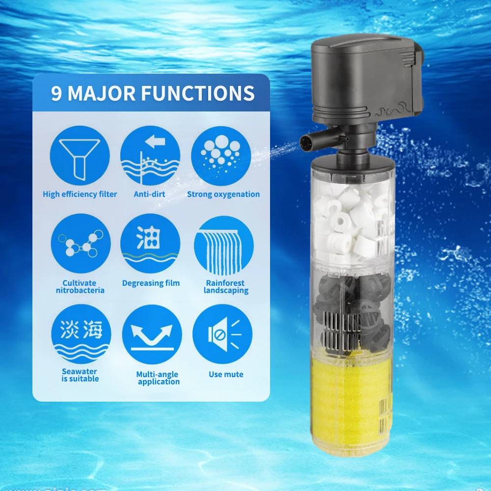 3 In 1 Aquarium Internal Filter Fish Tank Filter For Aquarium Air Pump