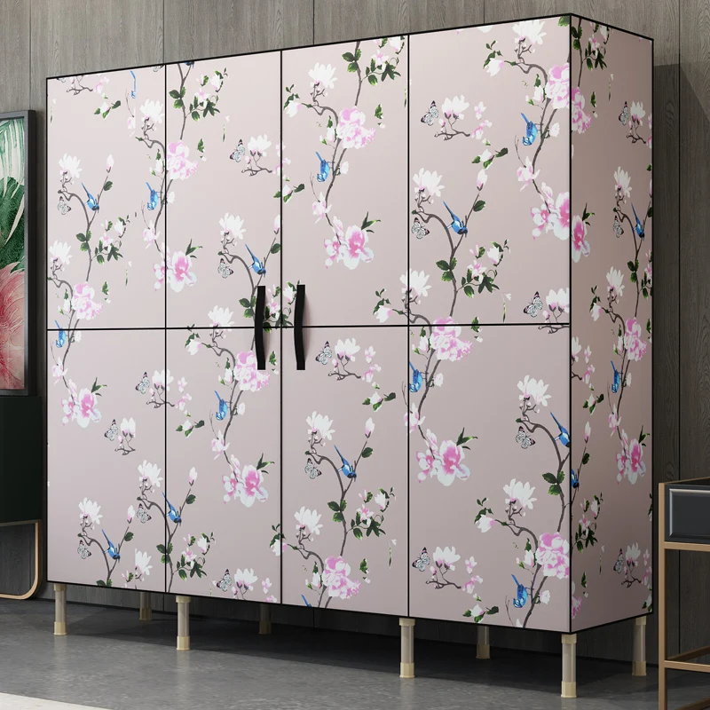 Simple fabric font b closet b font steel frame bold reinforcement simple economical assembly wardrobe storage