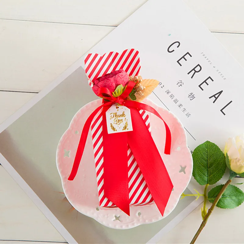 5 шт. в форме вазы Dragee конфетная подарочная коробка картонная коробка для шоколада на день рождения Свадебные Декорации для свадебной вечеринки упаковка картонная коробка - Цвет: vase stripe red