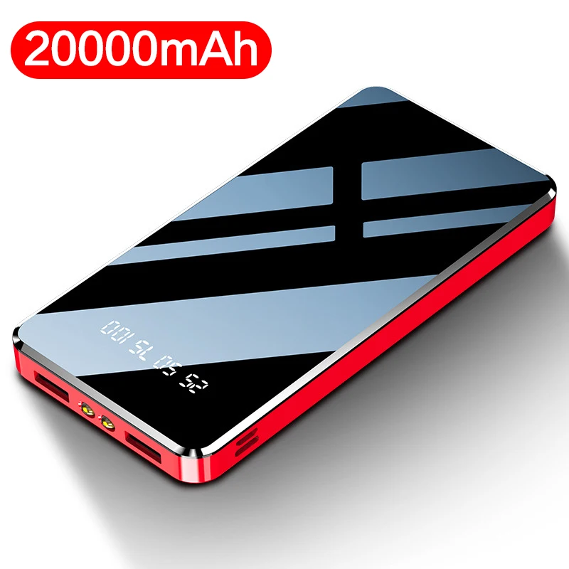 

20000mah Power Bank External Battery 2 USB Mirror Screen Powerbank Portable Mobile phone Charger for iPhone X Samsung S10 Huawei