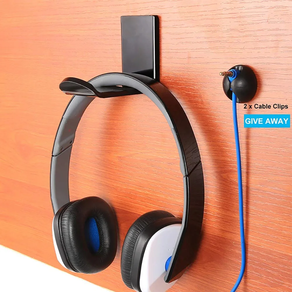Fansport Headphone Holder Adhesive U Shape Acrylic Headset Hook Headphone Stand Mount