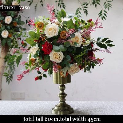 flower and vase Свадебные домашние вечерние сцены искусственные шелковые искусственные цветы Арка Цветочные swag украшение для центра стола фотография фон цветочный - Цвет: flower and vase