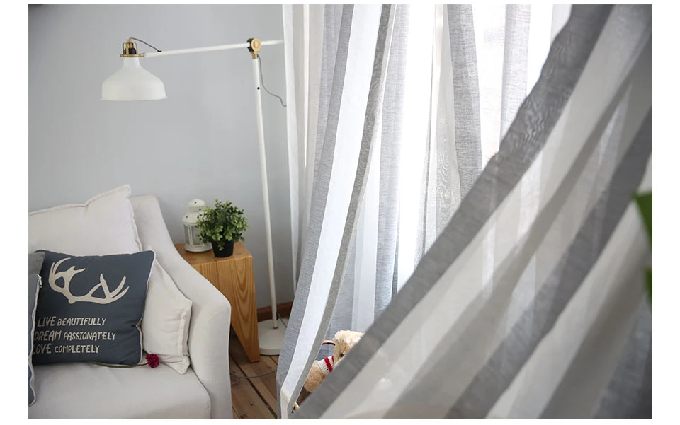 Современные полосатые отвесные шторы для гостиной шторы из тюля для спальни для кухни Индивидуальный размер вуаль украшение дома шторы