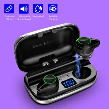 

T8 Bluetooth 5.0 Headset TWS Digital earphones Metal In Ear Wireless Earphone UK