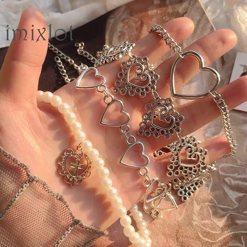Choker Necklaces Jewellery Gif Heart-Chain Collar Goth Halloween Girl Valentines Women