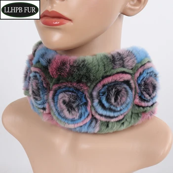 

New Winter Women Elasticity Real Rex Rabbit Fur Scarf Natural Warm Fur Scarves Lady Knitted Real Rex Rabbit Fur Headband Muffler