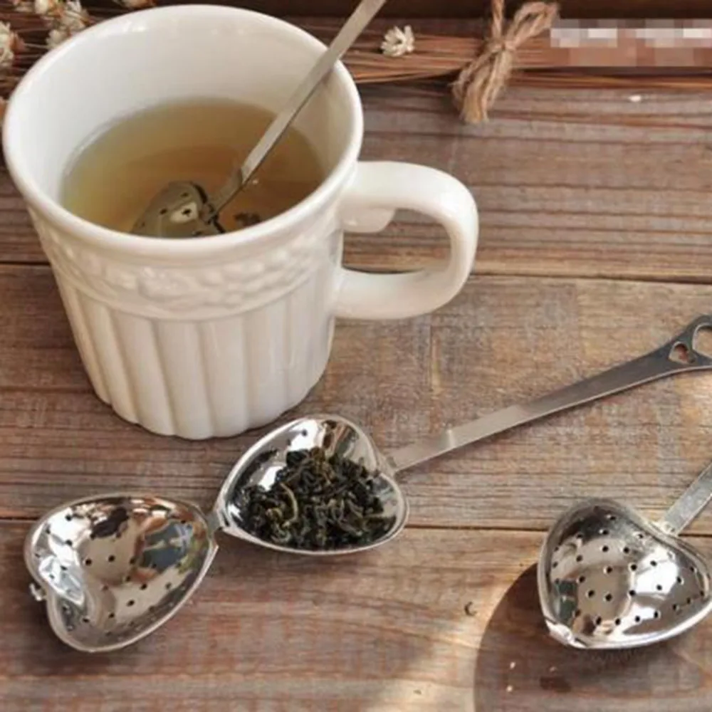 

2Pcs Hot Heart Shape Stainless Steel Tea Leaf Herbal Filter Infuser Spoon Strainer Mesh Tea Infuser Reusable Tea Strainer Filter