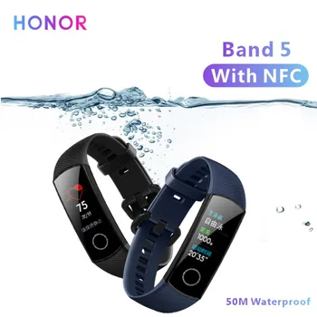 

Huawei Honor Band 5 With NFC Smart Band Oximeter Color Screen Swim Stroke Detect Heart Rate Sleep Monitor Honor Band 5 Blue Pink