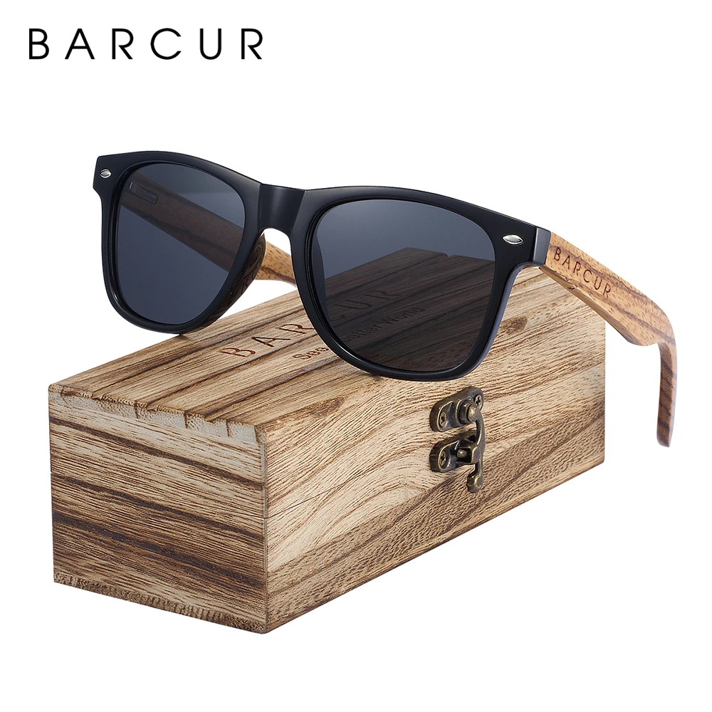 Online Gafas de sol polarizadas de madera de cebra Gafas de sol hechas a mano con marco de madera Vintage Gafas de sol para conducción masculina Gafas de sol Gafas con caja