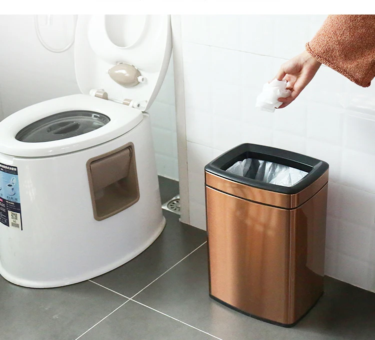 Creative Stainless Steel Trash Can Home Office Living Room Kitchen Without Cover Practical Waste Basket Garbage Containe LA40