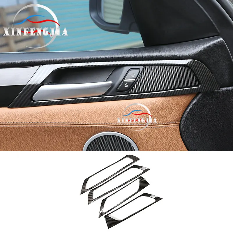 Для BMW X4 F26 X3 F25 15-17 4 шт. углеродное волокно цвет внутренняя дверная ручка рамка