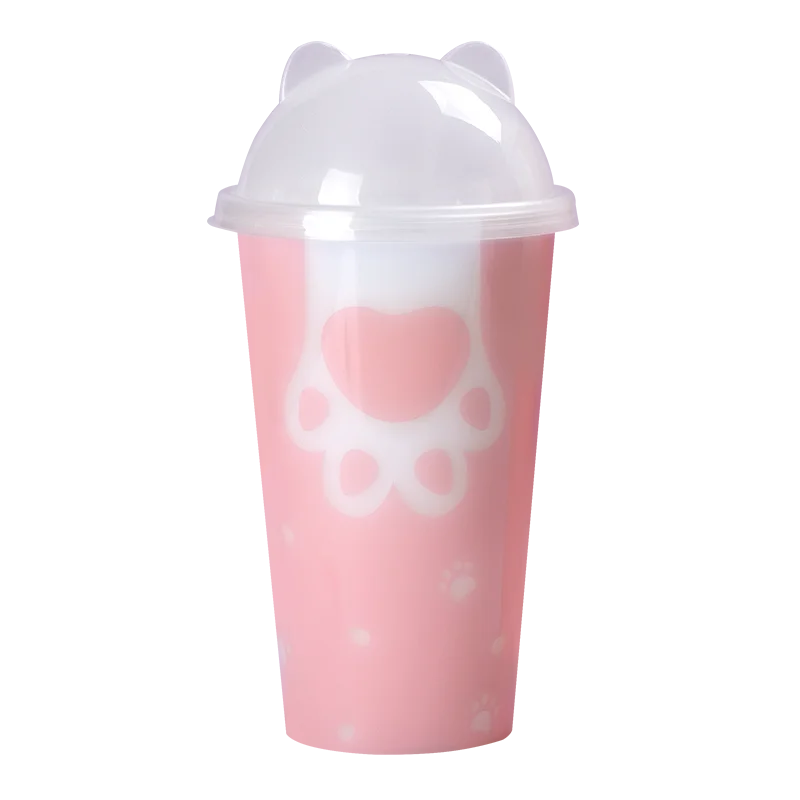 50pcs 90 caliber net red cat claw cup 500ml disposable tea cup thicken plastic cup party birthday favor beverage cup with lid