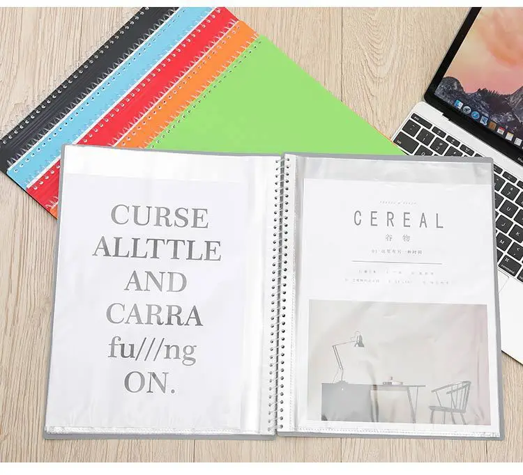 20/40 Page Coil Info Booklet 36 Hole A4 Transparent Loose-leaf Bag Office Students Folder Plastic Folder