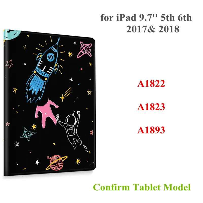 Для iPad цветной принт планшет кожаный чехол для iPad 3D рельефный защитный чехол умный чехол s - Цвет: iPad 9.7 2017 2018