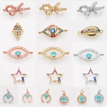 

Charm Charms for Jewelry Making Necklace Bracelet Accessaries Fashion Copper Zircon Evil Eye Hand Pendants Angel Wicca Chakra