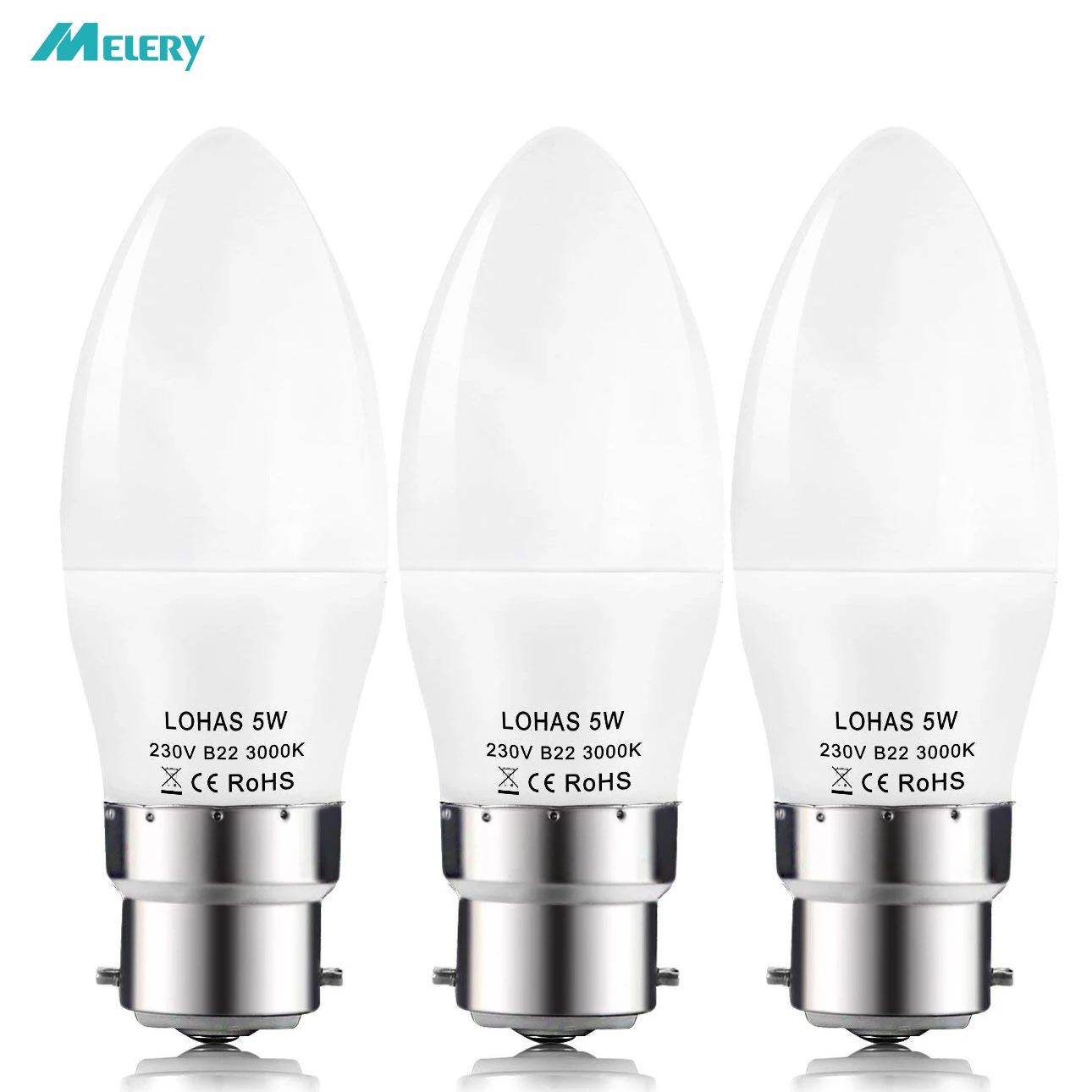 Led Candle Bulbs 5w B22 40w Incandescent Pendant Light Equivalent Daylight 6000k Warm