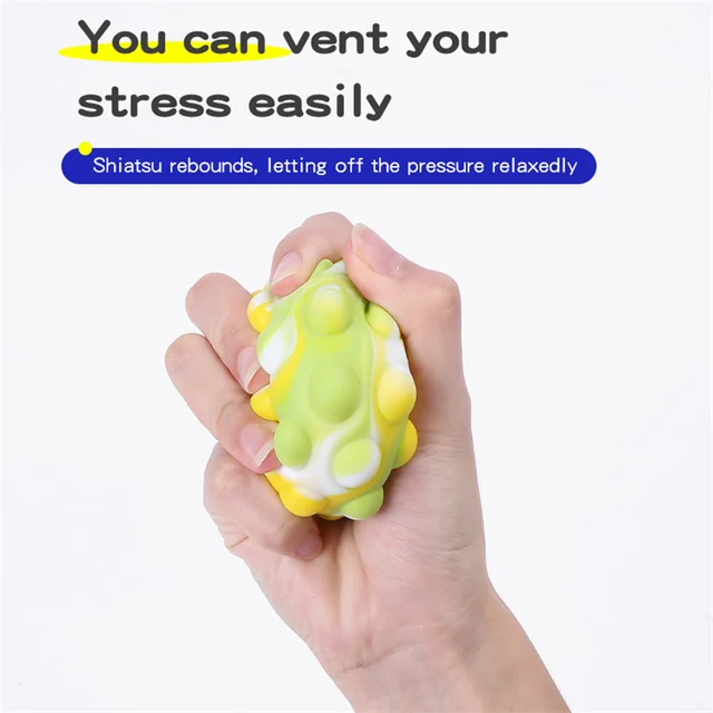 2022 Pop Anti-Stress Ball Push Bubble Fidget Toys Squeeze 3D Silicone Ball Relief Stress Kawaii Toys For Children Kid Adults 3