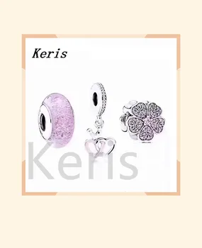 

100% 925 silver sterling pink love margarita charm glazed glass beads shaped like heart charm present