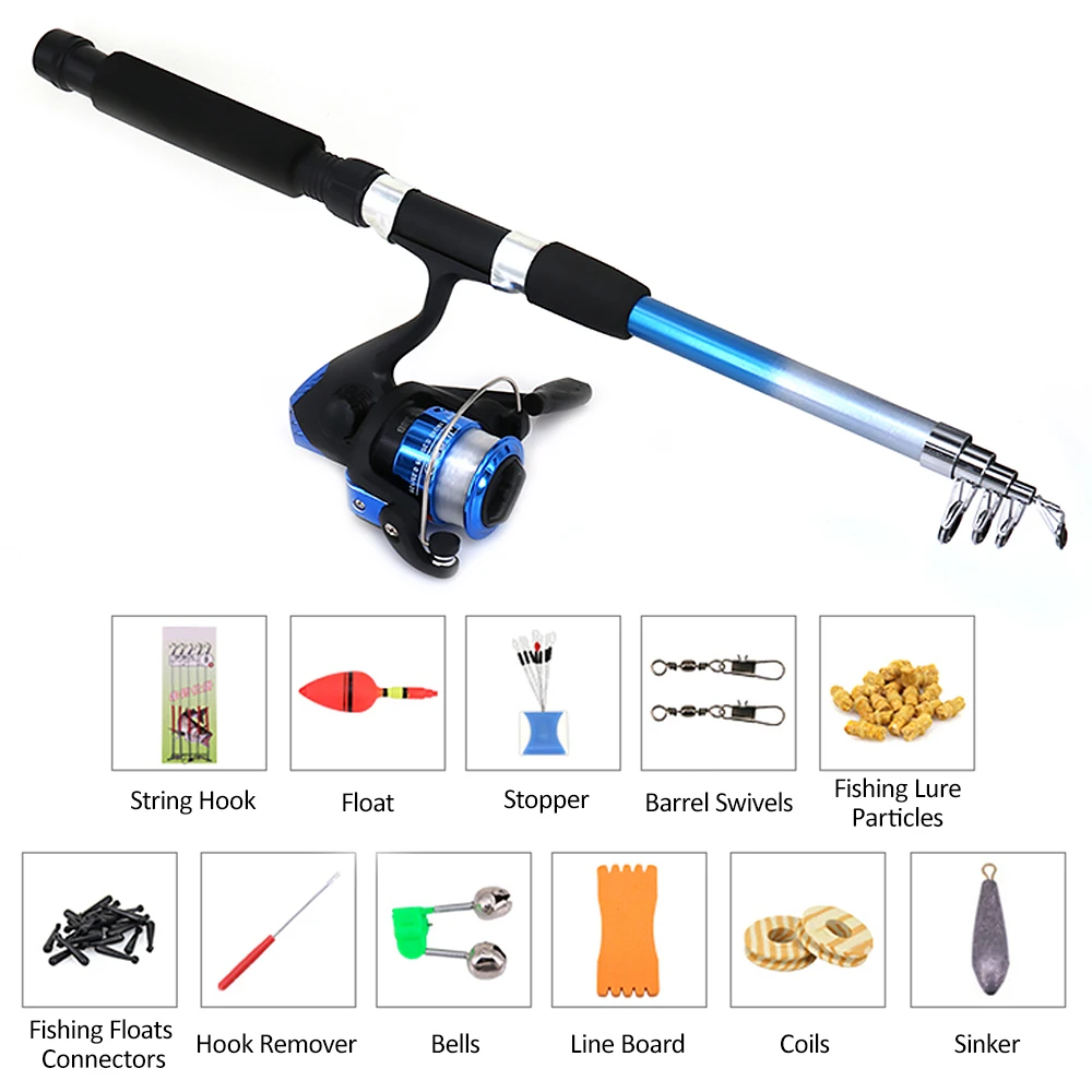 Hot New Fishing Rod Combos with Telescopic Fishing Pole Spinning Reels Fishing Carrier Bag Lure line Sets For Travel Fishing