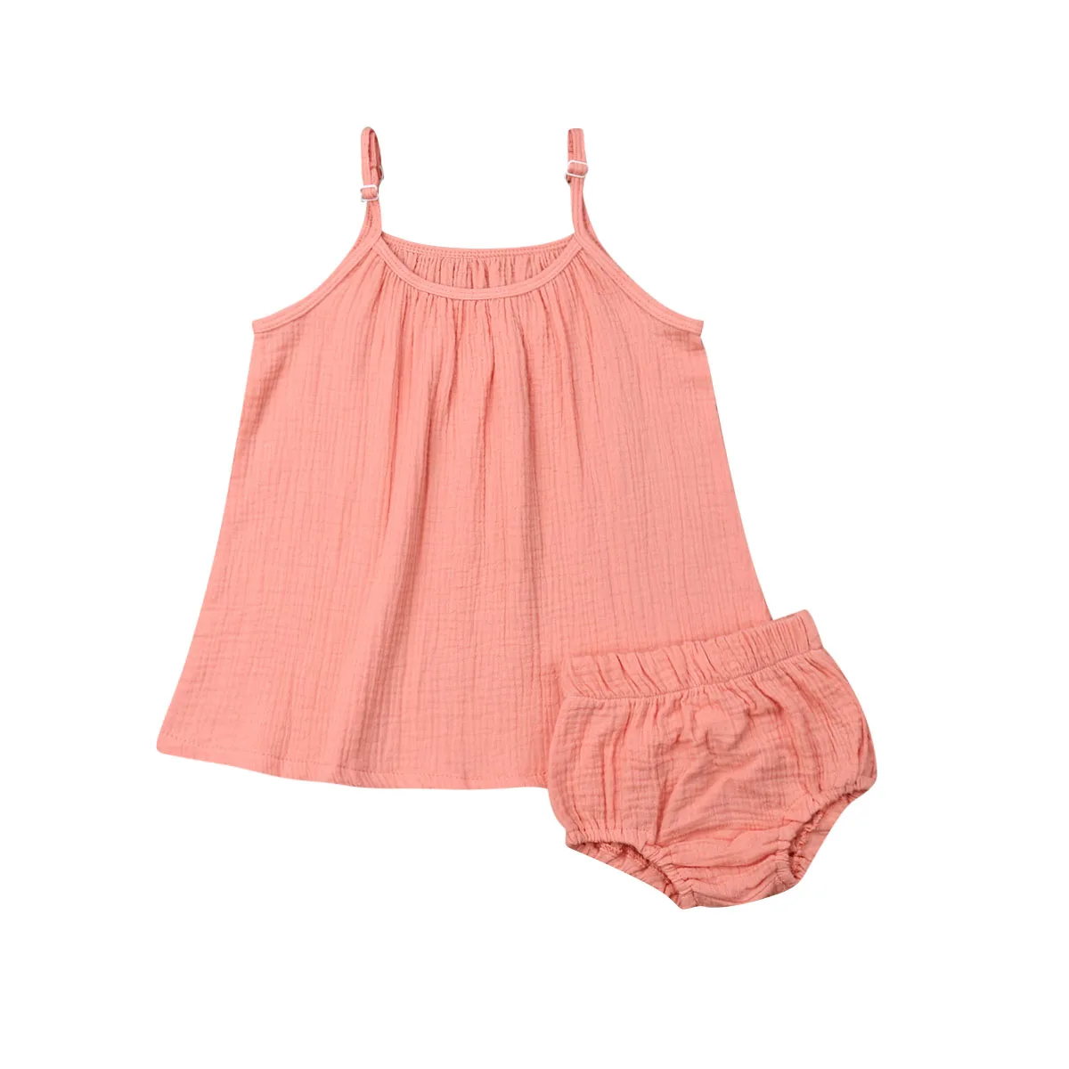 Однотонные длинные топы без рукавов для маленьких девочек + мини-шорты комплекты из 2 предметов летняя повседневная детская одежда