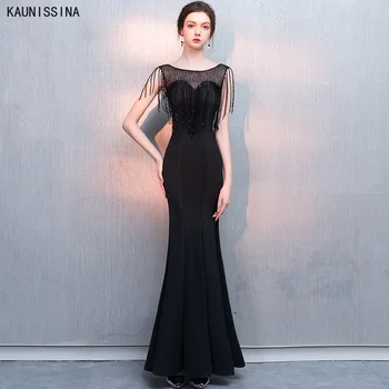

Prom Gown Beaded Evening Dress Women's Banquet Sleeveless Long Mermaid Vestidos Elegant Fishtail Party Gown Custumized Sizes