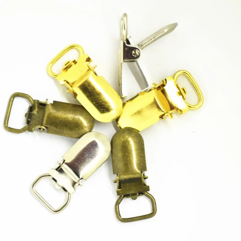 Sewing Clips 10mm Metal Suspender Pacifier Clips Cute Baby Hook Holder Ribbon Craft 50pcs