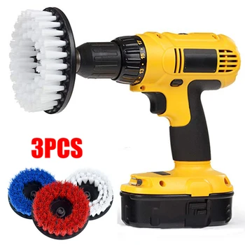 

Hot Sale 3pcs 5" Round Scrub Bristle Brush Power Tool Cleaning Brush For Car Carpet Mat High Quality Brushes