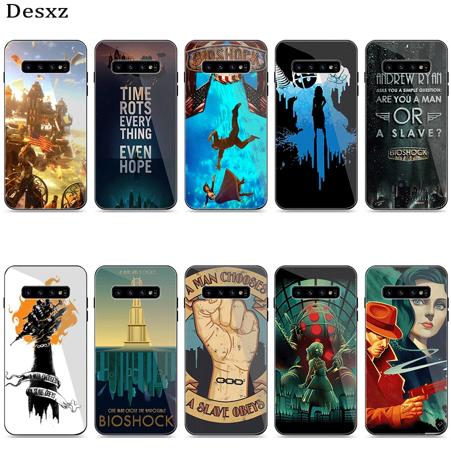 

Phone Case Glass For Samsung A10 A20 A30 A40 A50 A60 A70 S7 Edge S8 S9 S10 Plus Cover Bioshock