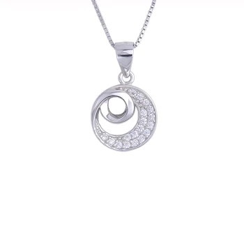 

925 Sterling Silver CZ Moon Wave Round Female Pendants Double Hoop Necklaces For Women Inner Circle Fashion Jewelry Gift