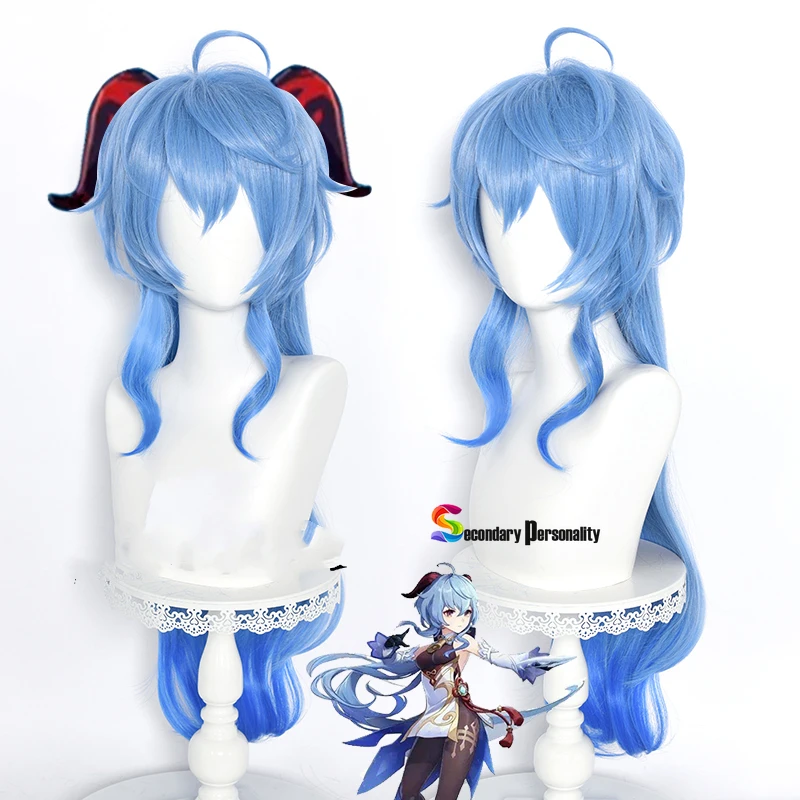 

Genshin Impact Ganyu Cosplay Long Blue Gradient Hair 75cm Wig Cosplay Anime Cosplay Wigs Heat Resistant Synthetic Wigs Halloween