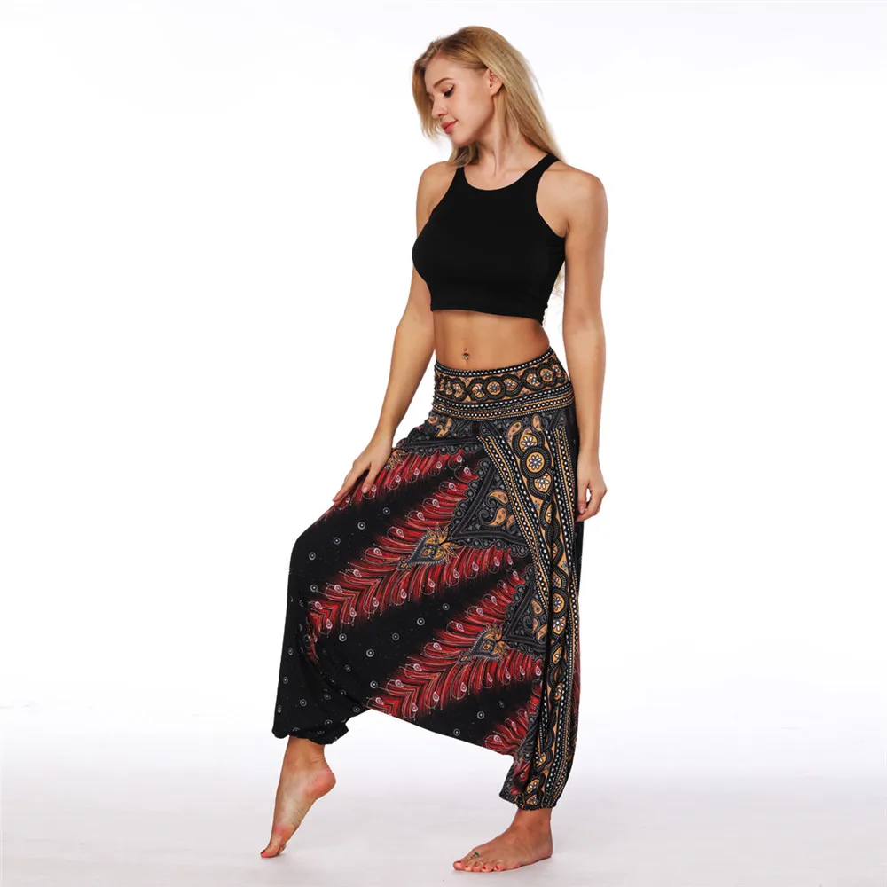 

Print Yoga Pants Multi Color Loose Leggings Sport Women Fitness Trousers Sportswear For Pilates Dance Training Leggings