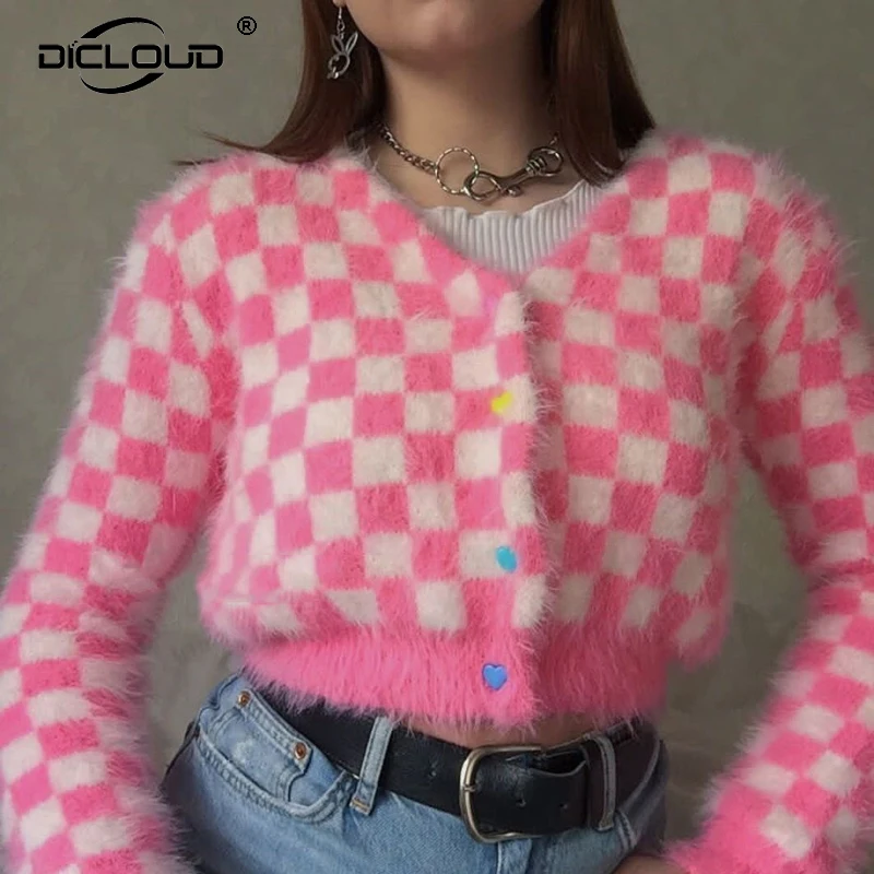 Harajuku каваи девушки Радуга Полосатый укороченный свитер Топ Женщины ролл шеи эластичный пуловер Джемпер уличная мода ленивый оаф свитера