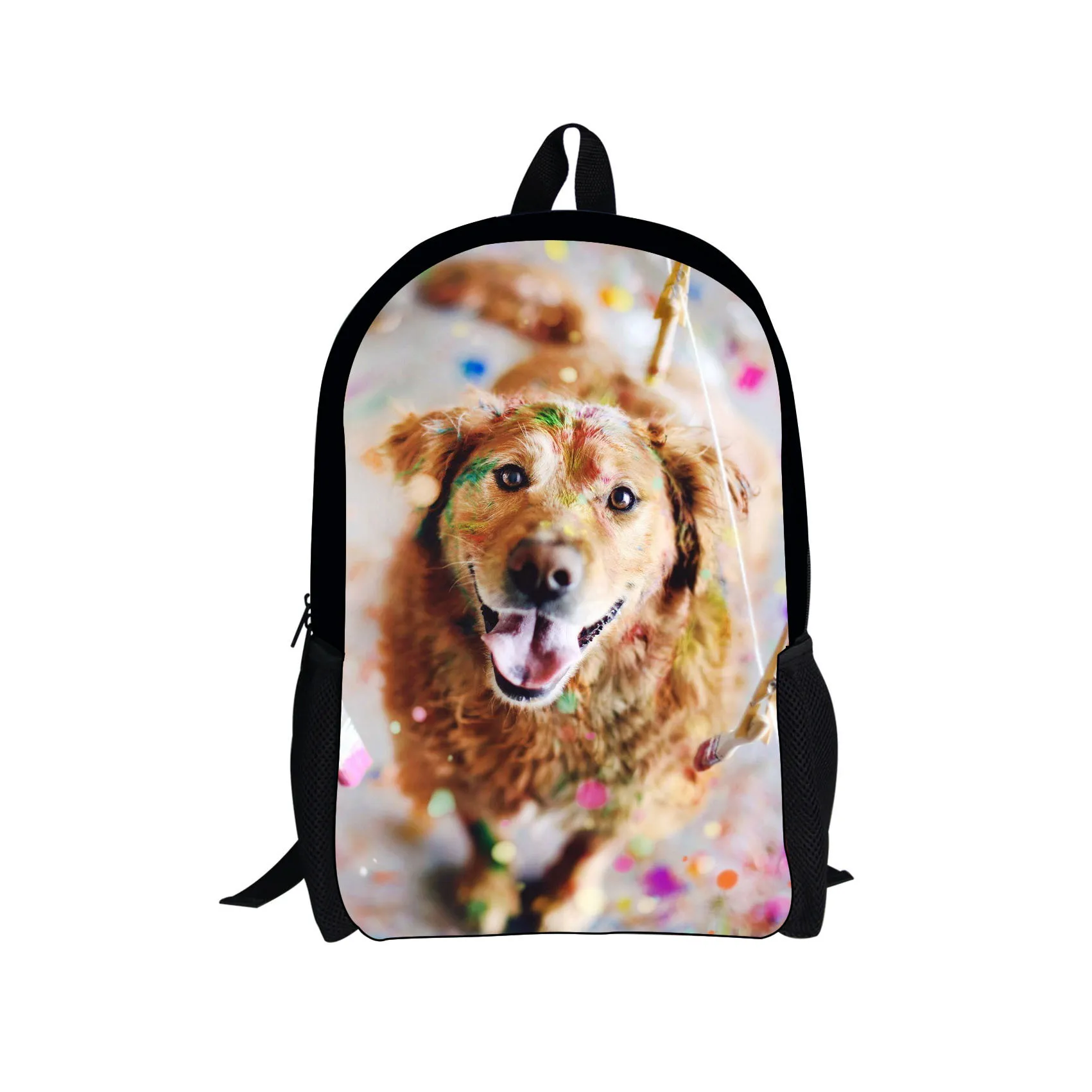 

Hot Sales Fashion Cool Style School Bag Dog Young STUDENT'S Backpack Watercolor Ink Contrast Color Backpack Bookbag
