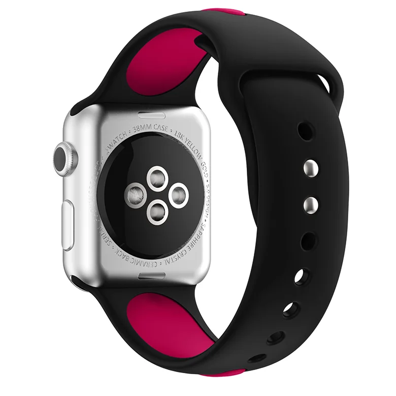 Силиконовый ремешок для apple watch группа 42 мм/38 мм iWatch серии 3/2/1 band полосы двухцветный браслет мягкий резиновый ремешок для часов