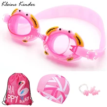 Swim Goggles for Kids Anti-Fog UV Protection Adjustable Swim Glasses With Earplug Backpack Swim Cap for 3-12 Years Old Children