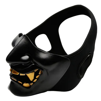 

Reusable Cosplay Costume Halloween Face Cover Japan Samurai TPU Masquerade Prop Adults Devil Grimace Stage Performance Terror