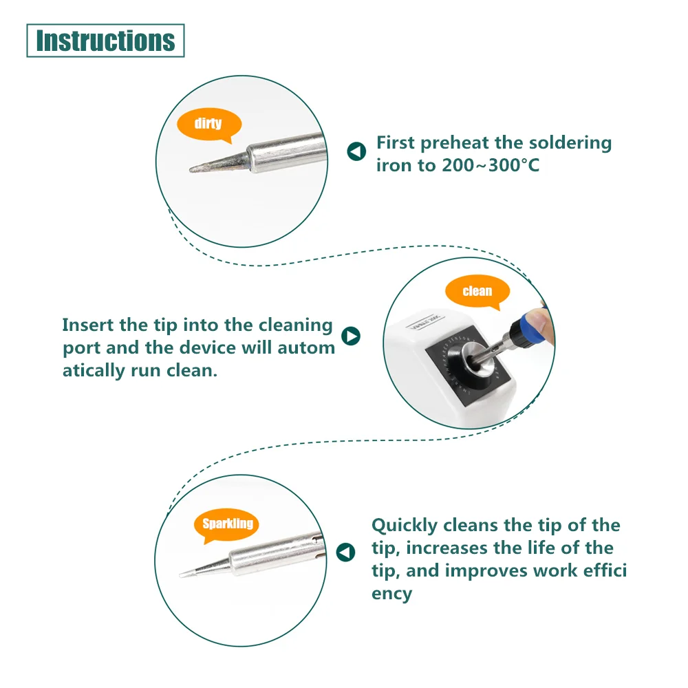 YIHUA 200C Infrared Sensor Smart Induction Soldering Iron Tip Cleaner Light Weight Iron Tips Cleaning Tool