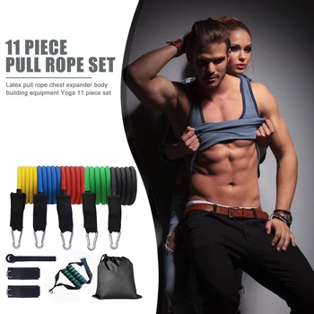

11pcs Resistance Band Set Expander 100/125/150 Pound TPE Workout Elastic Rubber Band Home Gym Body Building Fitness Equipment