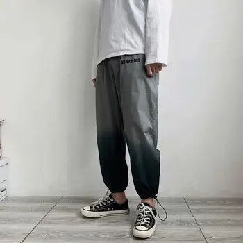 

2020 spring new gradient color overalls Korean loose INS trend personality wild beam foot tide brand casual pants