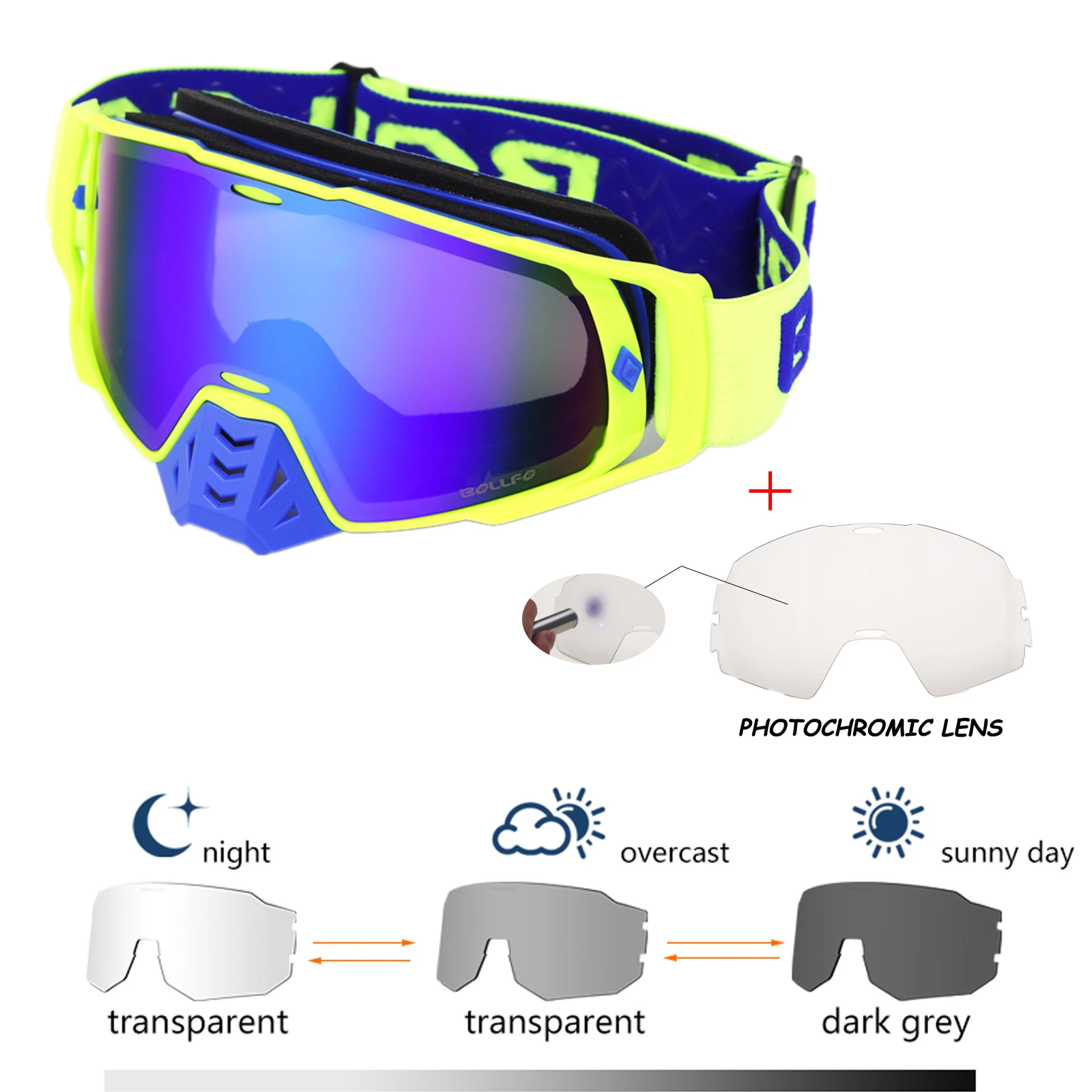 Photochromic Glasses Motocross Goggles UV400 MX goggle ATV Off Road Dirt Bike DustProof Racing Glasses Discoloration Goggles