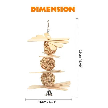 

New Rattan Parrot Toy Wood Parrot Chew Strands Bite Teeth Griiding Ball Bell Attractive Bird Parakeet Toys Parrot Swing Ladder T