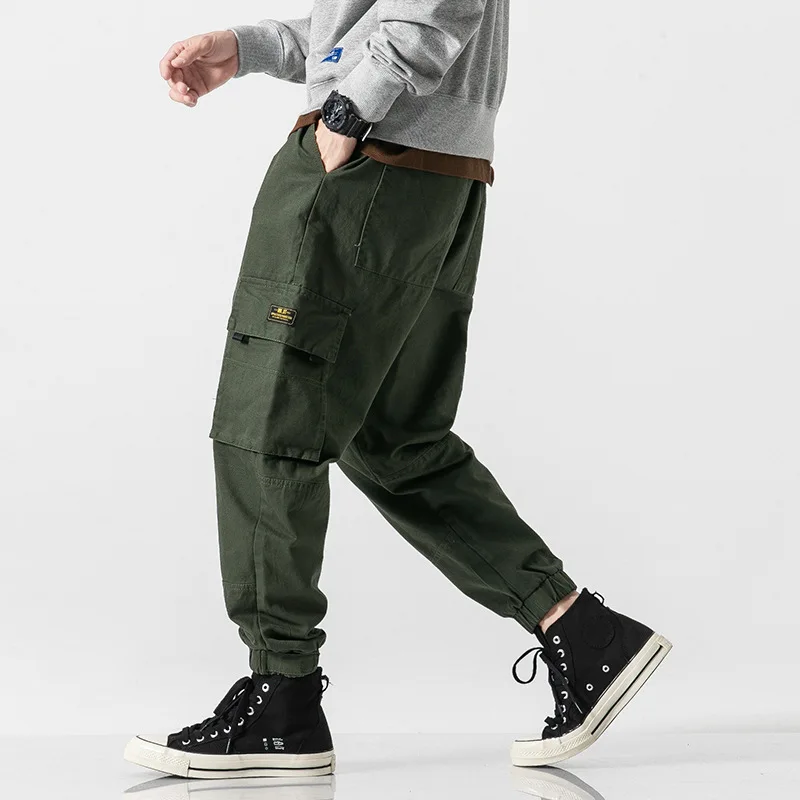 

City Where the Product 2019 New Style Three-Color Foot Mouth Tendon Velcro Bib Overall Multi-pockets Lace-up Jogger Pants
