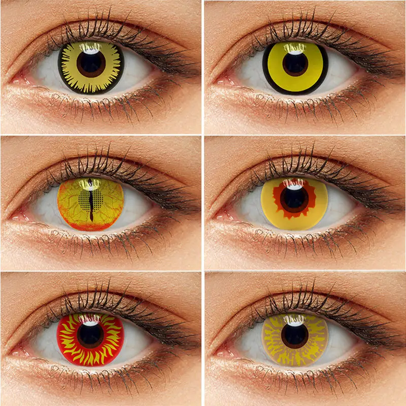 Lentes de contacto para Cosplay, lentes de contacto para fiesta, color amarillo, Anime