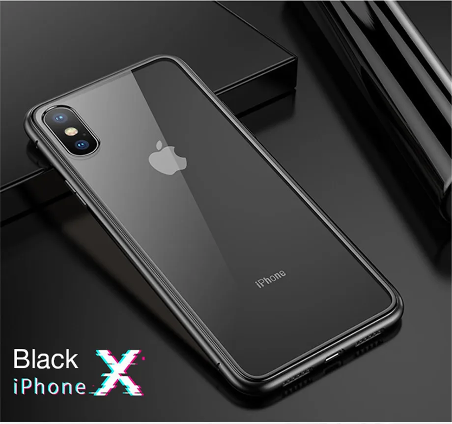 Магнитный адсорбционный металлический чехол на iPhone X XR XS MAX защитный чехол для iPhone 6 6s 7 8 Plus чехол из закаленного стекла