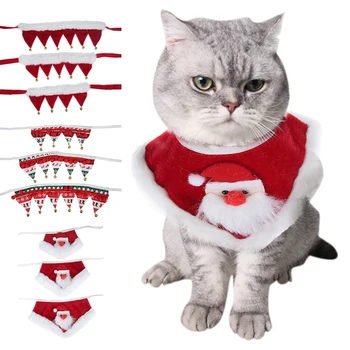

Christmas Cat Dog Collar Holiday Bow Tie Plush Scarf Bib Adjustable Neck Strap Cat Dog Grooming Accessories Festival Gift