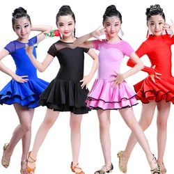 for Dancing Dresses Kids Salsa Tango Skirts Children Latin Dance Dress for Girls Short/Full Sleeve Vestidos Dance Costume